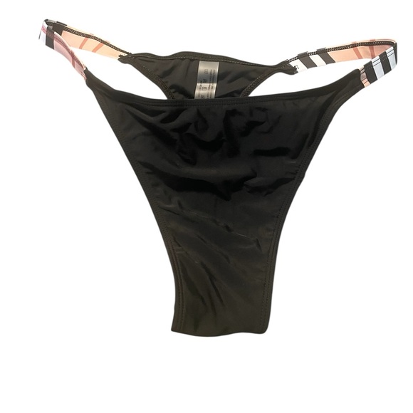 Other - NWOT XL London Plaid Trim Bikini Bottom Black Pink Tan Check Thong High Rise